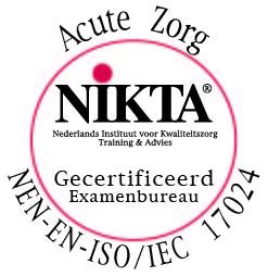 Logo van NIKTA, gecertificeerd examenbureau voor kwaliteitszorg in acute zorg.
