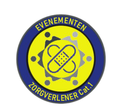 Logo voor zorgverlener evenementen, met een pleister binnen een cirkel.